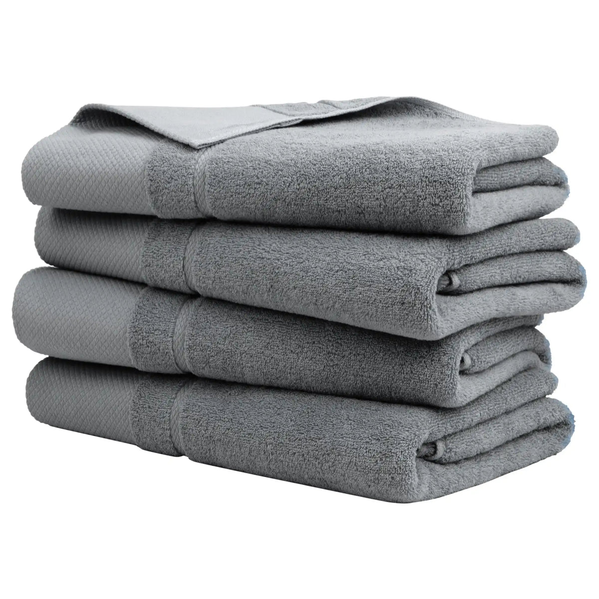 Bath Towel Set 27 x 54 Soft 100% Combed Cotton 600 GSM Luxury Towels 4 Gray