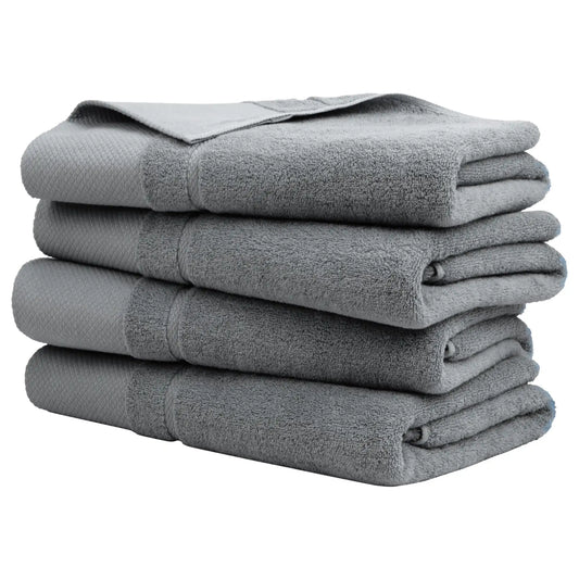 Bath Towel Set 27 x 54 Soft 100% Combed Cotton 600 GSM Luxury Towels 4 Gray