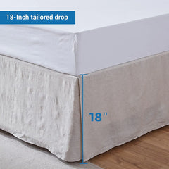 Simple&Opulence Premium 100% Linen Bed Skirt Basic Style 18 inch Tailored Drop Dust Proof Easy Fit Breathable Bedspreads Bed