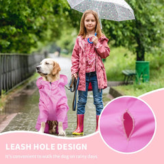 Dog Raincoat 4 Legs Dog Rain Jacket Pet Waterproof Rainproof Jacket with Leash Hole Reflective Lightweight Waterproof Jacket