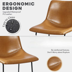 18 inch Bar Stools Set of 2,Counter Height Bar Stools with Back, Modern PU Leather Stools with Metal Leg and Footrest