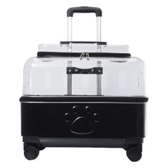 Cat Carrier with Wheels Transparent Pet Carrier Cat Trolley Case with Breathable Holes Large Cat Backpack for Travel Hiking