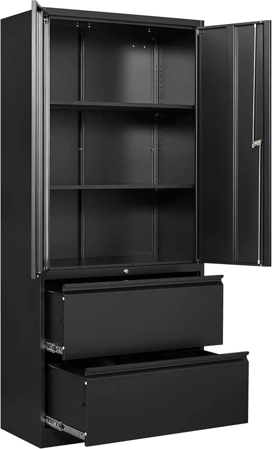 Locking Steel Storage Cabinet with Doors and Shelves,71" Office File Cabinets for Home Office,Warehouse,Garage,School