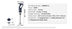 SucceBuy Commercial Immersion Blender 500W 16inch Stepless Variable Speed Multi-Purpose for Soup Sauces Mashed Potatoes Cream