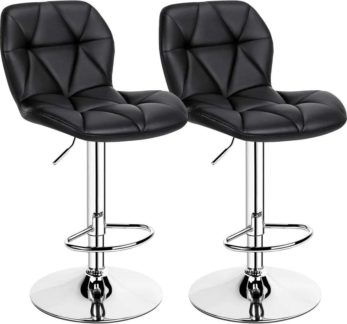 Bar Stools Set of 4, Adjustable PU Leather Swivel Barstools, Modern Counter Stools with Back and Footrest