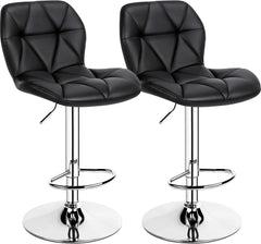Bar Stools Set of 4, Adjustable PU Leather Swivel Barstools, Modern Counter Stools with Back and Footrest
