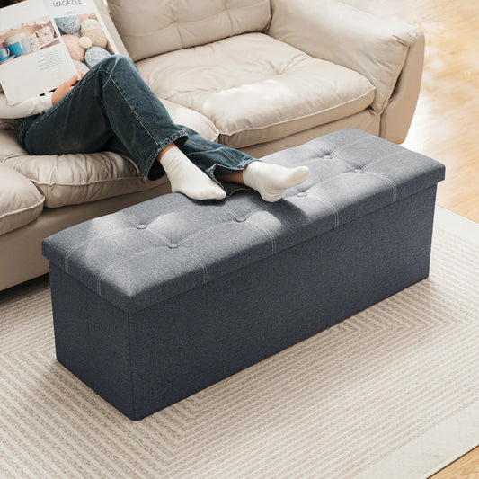 43" Storage Ottoman Bench with Divider, Multifunctional Foot Stool, Toy Chest & Shoe Bench for Bedroom, Living Room Home