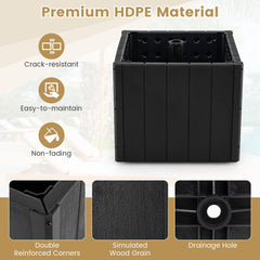 2-in-1 Outdoor Umbrella Base Planter w/Flower Box 4 Rolling Wheels 88 LBS Capacity