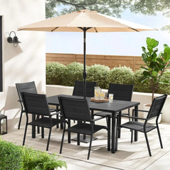Rectangle Steel Outdoor Dining Table, Black