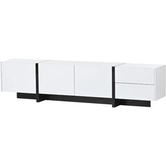 Rectangle Design TV Stand for Television Up to 80", Unique Style Console Table, Storage Cabinet with High Gloss UV Surface