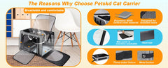 Cat Carrier with Litter Box Medium Large Cat Collapsible Soft Sided Pet Carrier for Car Travel with Lockable Safety Zippers