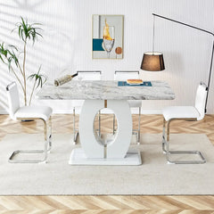 Bar Stools Set of 4,Counter Height Bar Stools with Backs,White PU Kitchen Chairs with Chrome Plated Metal Leg.Upholstered Chair