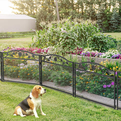 5 Panel Decorative Garden Entry Path Fence Black Metal Garden Dog Animal Barrier Border Outdoor