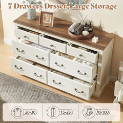 Farmhouse 4 Pieces Bedroom Sets Includes 7Drawers Dresser 6 Dresser Organizer, Two Nightstands with Charging Station Bedroom Set