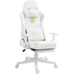Dowinx Gaming Chair with Massage Lumbar Support, Suede Fabric Ergonomic Computer Chair with Footrest for Adults