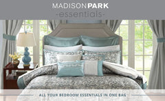 24 Piece Faux Silk Paisley Queen Comforter Set with Matching Curtains, Down Alternative Hypoallergenic - Teal