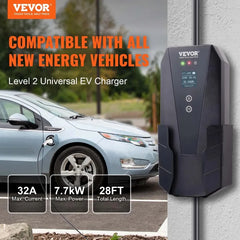 Level 2 Portable EV Charger 32 Amp 240V Electric Vehicle Charger with 28 ft Charging Cable NEMA 1450P Plug 16 20 24 32A Adjust