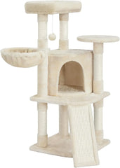42in Cat Tree Tower for Indoor Cats. Cat Condo with Perch & Hammock, Multi-Level Activity Center, Scratching Posts