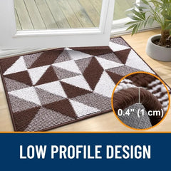 Large Door Mat Indoor Entrance Washable 59x35, Odor-Free Low-Profile Front Back Geometric Doormat, Absorbent Resist