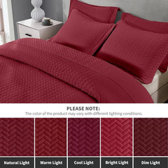 White Quilt Set Queen Size, Lightweight Bedspread Ultrasonic Chevron Pattern Light Coverlet for All Season Comforter Bedding