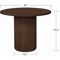 Modern Round Pedestal Dining Table – 47” Farmhouse Kitchen Table with Solid Wood Base