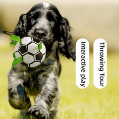 1pc Durable Football Design Pet Toy With Straps Dog Chewing Ball Toy For Training Playing Teeth Cleaning, Interactive Fetch Pet