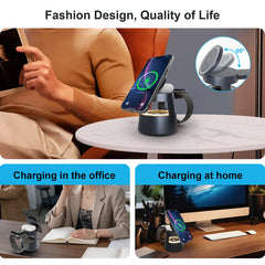 4 in 1 Magnetic Wireless Charger Fast Charging Station 15W Foldable Night Light Multiple Devices Apple IWatch Ultra Airpods