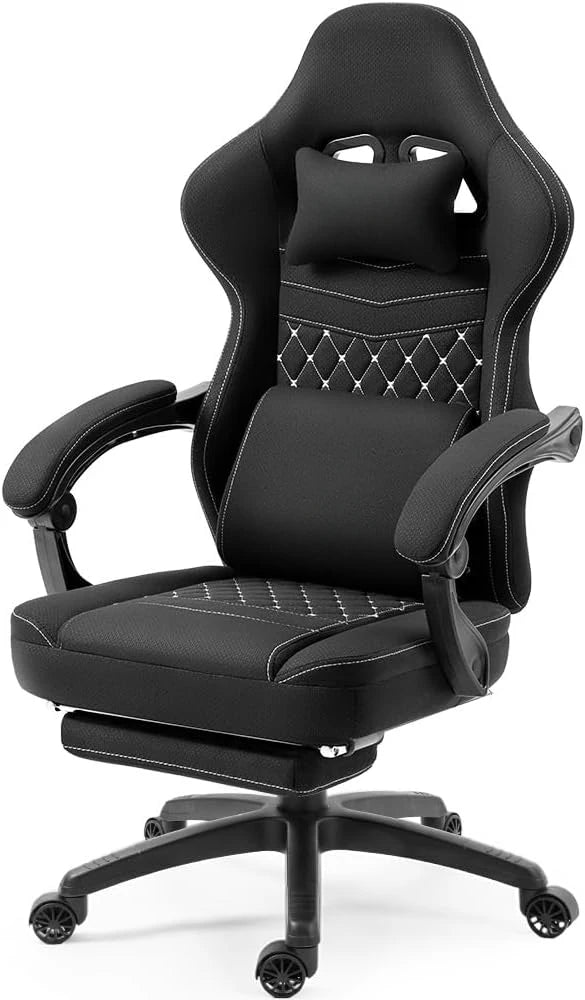Gaming Chair Breathable Fabric Computer Chair with Pocket Spring Cushion, Comfortable Office Chair with Gel Pad and Storage Bag