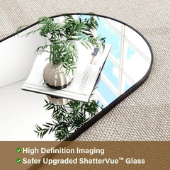64"x21" Arched Full Length Mirror Floor Mirrors with Aluminum Alloy Frame Free-Standing Wall Mounted or Leaning Large Bedroom