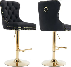 Velvet Swivel Bar Stools Set of 4 with Upholstered Back, Adjustable Counter Height Barstools, Bar Chairs for Home Bar Kitchen