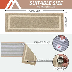 Soft Stair Treads Non-Slip Carpet Mat 28inX9in Indoor Stair Runners for Wooden Steps,Stair Rugs for Kids and Dogs,