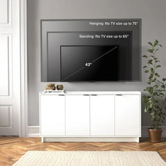 Sideboard Storage Cabinet Cabinets for Living Room Furniture for Kitchen Simply Modern 4 Console Table White Doors and Shelves