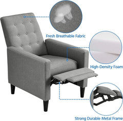 Fabric Recliner Chair Mid-Century Modern Recliner Adjustable Single Recliner Sofa with Thicker Seat Cushion Tufted Upholstered