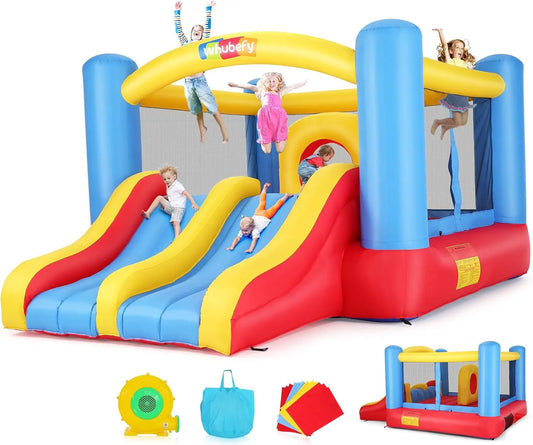 Bounce House for Kids 3-10 12.6FTx9FT Inflatable Bounce House with Double Slide Obstacle Bouncer Indoor/Outdoor Bouncy House