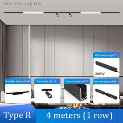 Dimmalbe LED track Light Full Set 360° Adjustable COB Embedded Track lighting For Clothing Shop Kitchen Rail Lighting