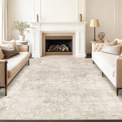 Washable Rugs 8x10, Stain Resistant Rugs for Living Room, Foldable Machine Washable Area Rug (Beige, 8'x10'), Carpet