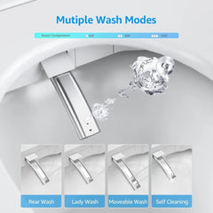 Smart Toilet with Built-In Bidet,Heated Seat,Warm Water and Dry, Foot Sensor and Night Light,Auto Flush,Wireless Remote Control