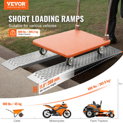 SucceBuy Aluminum Ramps 880 LBS Capacity Loading Ramps for Motorcycle/Dirt Bike/Trailer/ATV/UTV/Garden Tractor/Lawn Mower, 2PCS