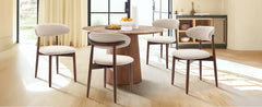 Wooden Dining Chairs Set of 6 Modern Fabric Upholstered Dining Room Chair Farmhouse Kitchen Side Chairs with Foot Pegs