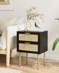 Nightstand with Charging Station, 2 Drawer Dresser for Bedroom, Small Bedside Table