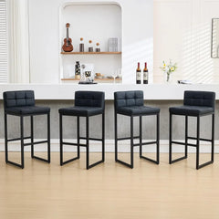 Counter Height Bar Stools Set of 4, Modern Counter Stools with Back and Thickened Metal Legs, Armless Bar Chairs for Kitchen