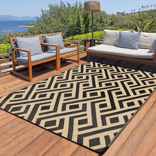 Outdoor Rug Waterproof 8x10 Ft, Foldable Outdoor Plastic Straw Rug, UV Reversible Patio Rug Decor, Outdoor Area Rug for