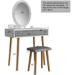 Makeup Vanity Desk with Lights, Small Vanity with Adjustable Brightness Mirror for Small Spaces, Vanity Desk with Drawers