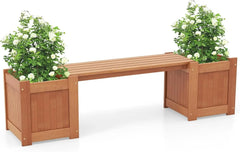 Outdoor Bench  Wood Raised Garden Bed with Open Base, Weather-Resistant Deep Planter Boxes for Flowers Fruit Vegetable