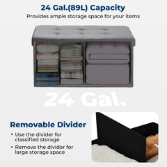 30 Inches Folding Storage Ottoman Bench Ottoman With Storage FootStool For Bedroom Living Room Holds Up To 570 Lb