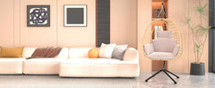 Chair with Stand Patio Hammock Swing Chair, Basket Wicker Rattan Adjustable Height