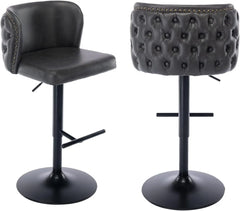 PU Faux Leather Swivel Bar Stools Set of 2 Height Adjustable Kitchen Island Counter Stools Tufted Wingback Dining Stool