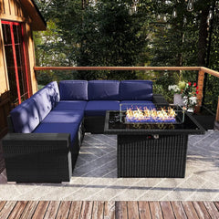 Patio Furniture Set  Fire Pit Table, Outdoor Sectional Wicker Conversation Sofa Sets  patio furniture  patio furniture set