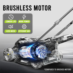 STEELITE Cordless Lawn Mower, 21V 4.0Ah Electric Mower with Brushless Motor, 5-Position Height Adjustment, Lightweight, 8-Gallon