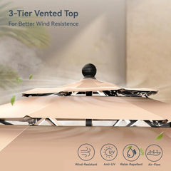 10ft Patio Umbrellas, Outdoor 3 Tier Vented Large Market Table Umbrella with 8 Sturdy Ribs and 1.5" Umbrellla Pole